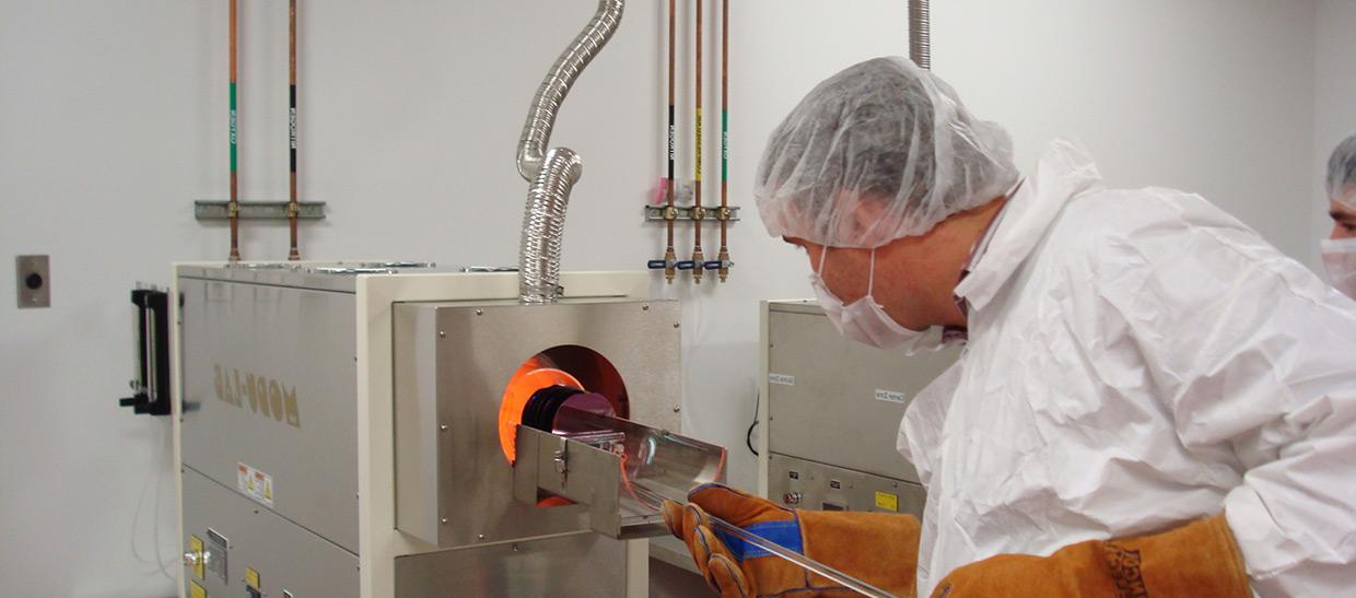 Student working in a semiconductor lab